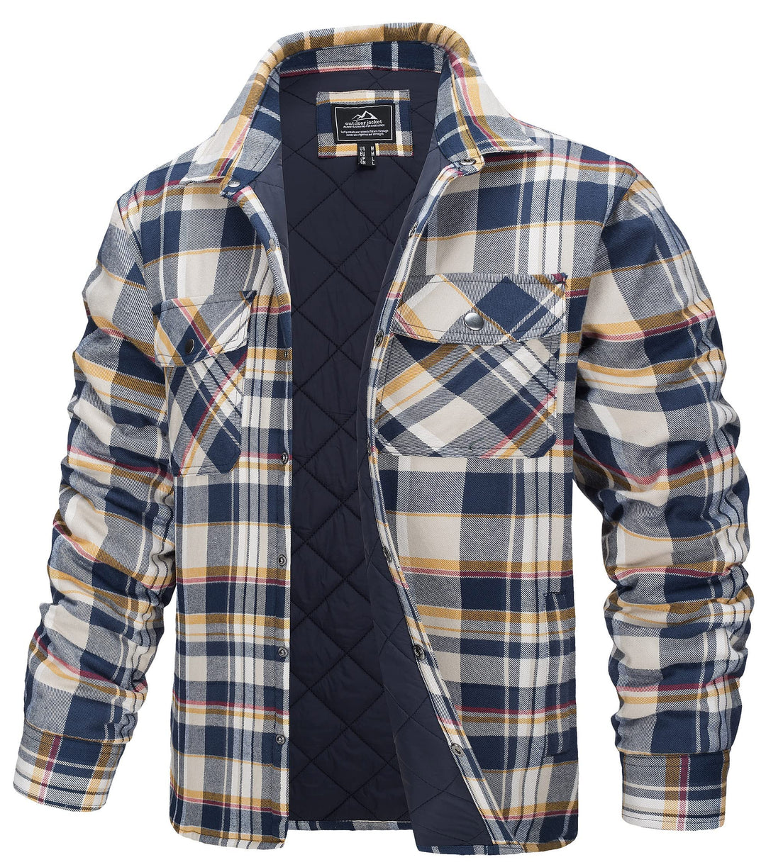 TACVASEN Herren Karierte Hemdjacke Flanellhemd Holzfällerhemd Thermohemd Jacke S Gelb, S Gelb