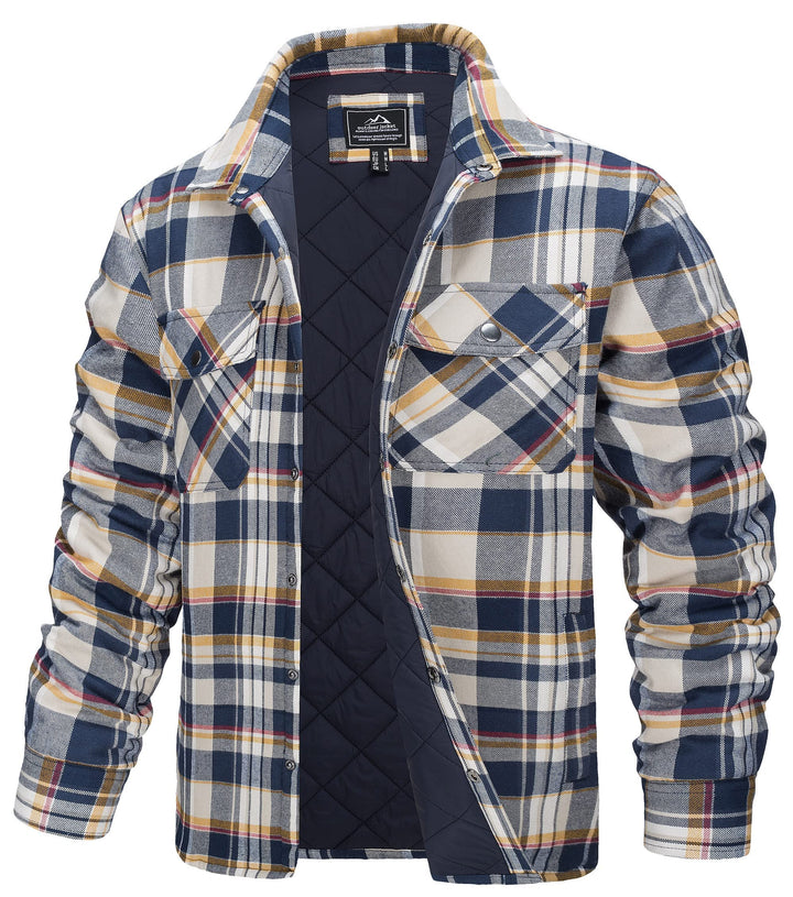 TACVASEN Herren Karierte Hemdjacke Flanellhemd Holzfällerhemd Thermohemd Jacke S Gelb, S Gelb