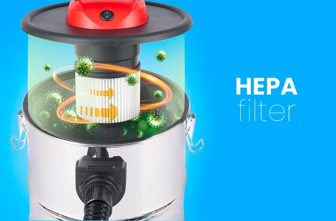 Lehmann Haddo Industriestaubsauger 2000W | Aschesauger für Kamin mit Doppelfilteranlage | Kaminsauge