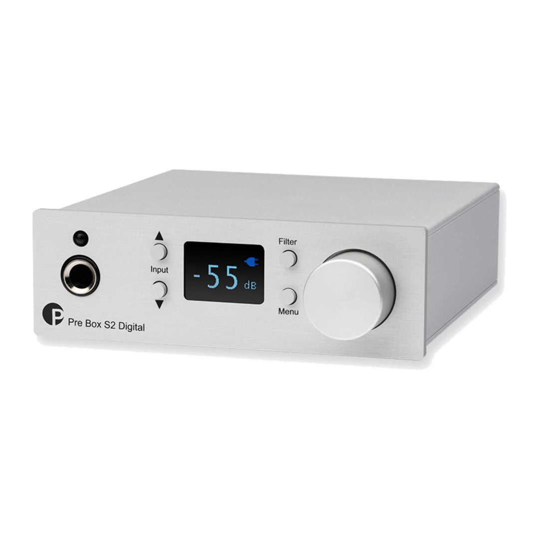 Pro-Ject Pre Box S2 Digital, Audiophiler Stereo Vorverstärker (Silber), Silber