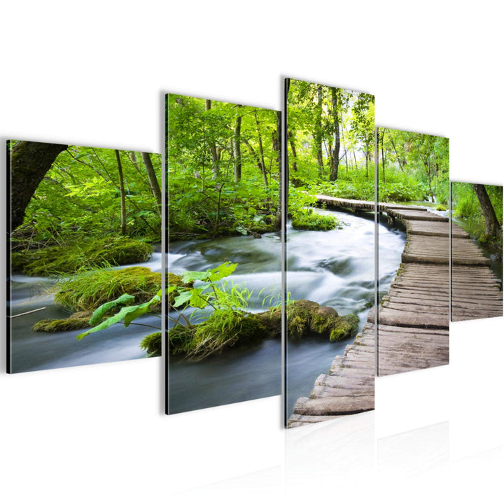 Runa Art Wandbilder Landschaft Brücke 5 Teilig Bild auf Vlies Leinwand Deko Schlafzimmer Wohnzimmer