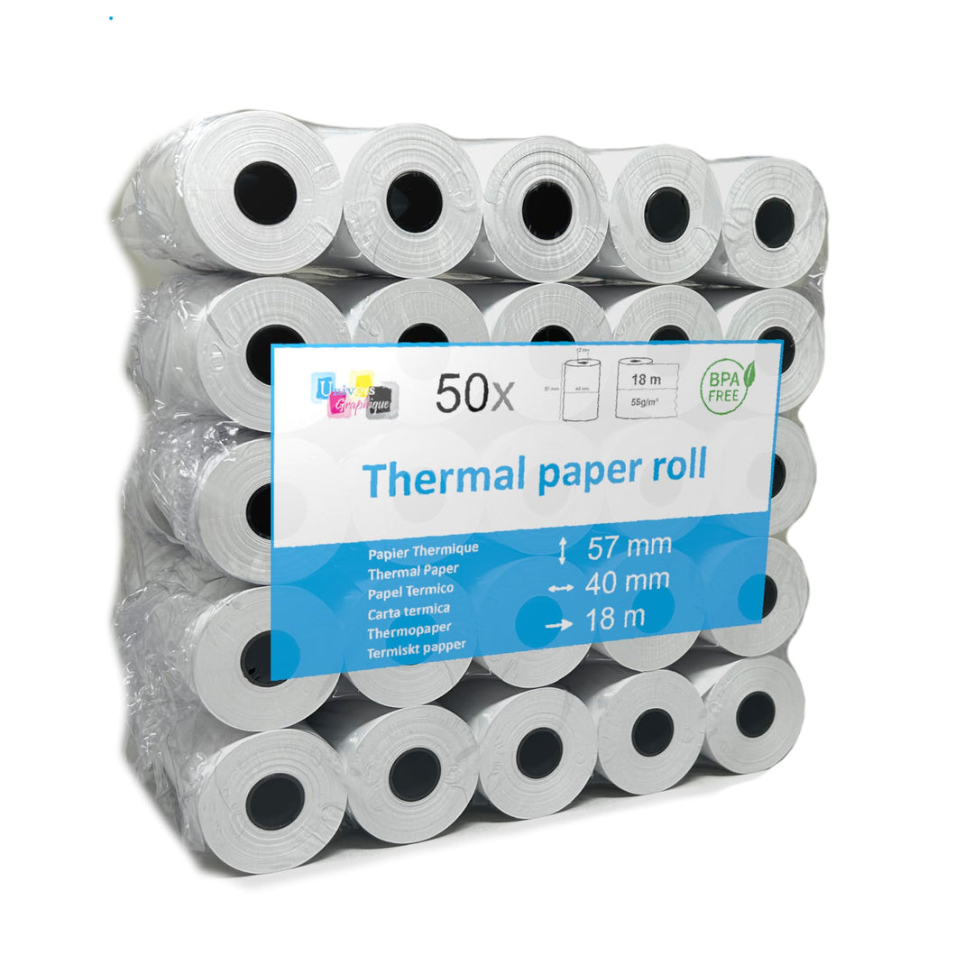 50 EC-Cash Thermorollen 57 x 40 x 12 für EC-Geräte mit Thermodrucker, Thermopapier EC-Cash Bonrolle,