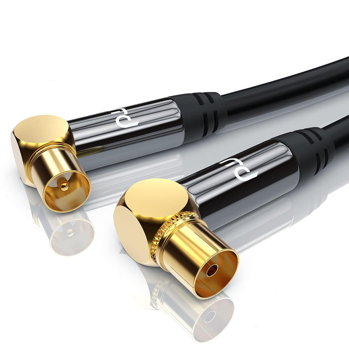 CSL - 12,5m 8k 4k HDTV Antennenkabel 75 Ohm 90 gewinkelt - Stecker 90 Grad Kupplung 90 Grad- DVB-T u