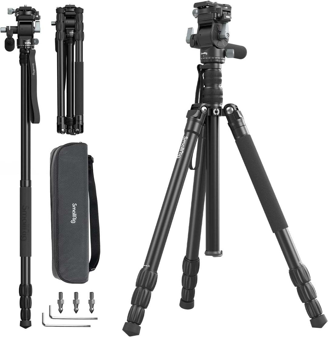 SMALLRIG 73 Zoll Video Tripod für vertikale/horizontale Aufnahmen Videostativ Einbeinstativ, mit Sch