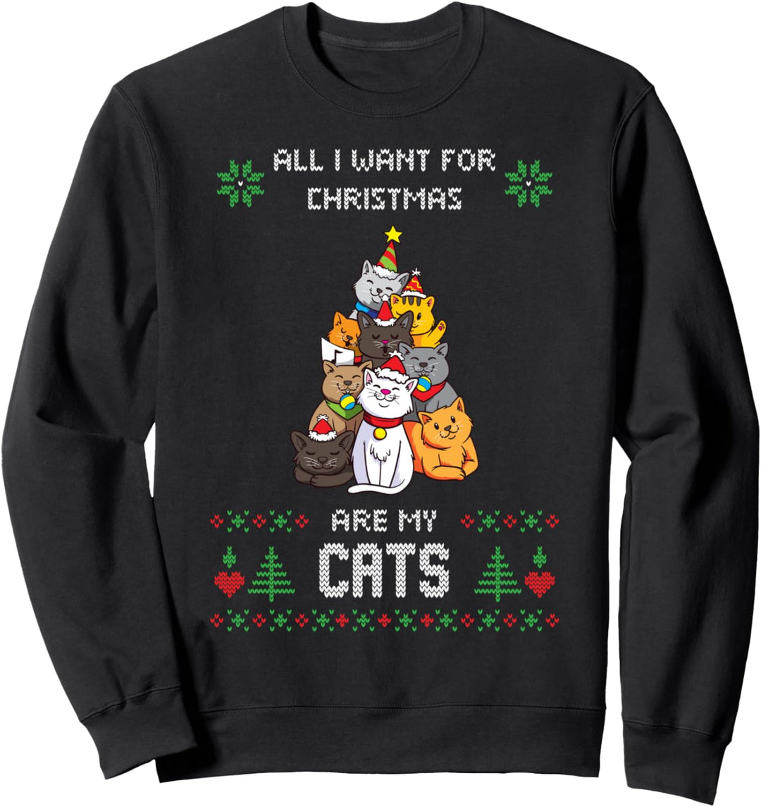Ugly Christmas Sweater Katzen Christbaum Katze Weihnachten Sweatshirt