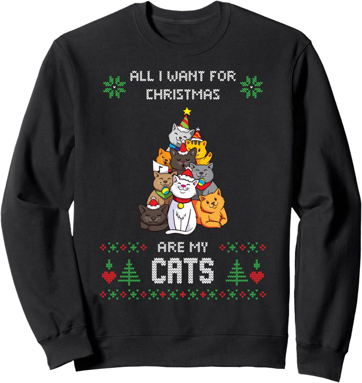 Ugly Christmas Sweater Katzen Christbaum Katze Weihnachten Sweatshirt