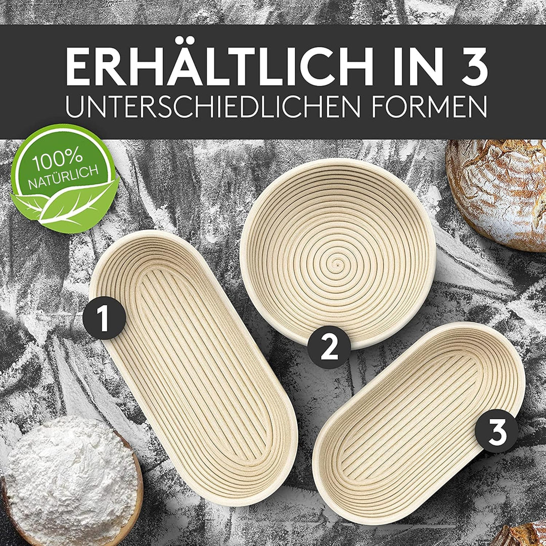 Hochwertiger Gärkorb rund (25cm) - Peddigrohr Brotbackform mit waschbarem Leineneinsatz - Optimal fü