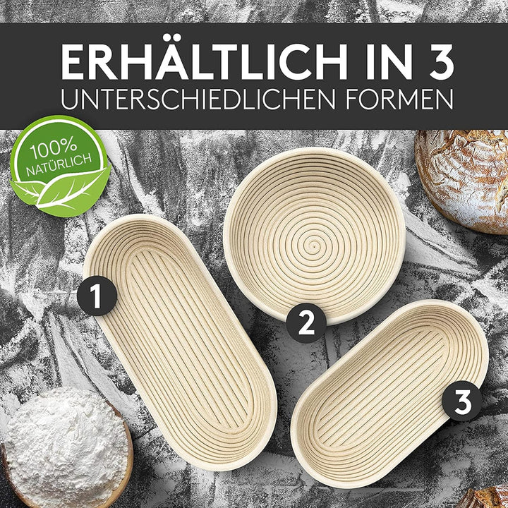 Hochwertiger Gärkorb rund (25cm) - Peddigrohr Brotbackform mit waschbarem Leineneinsatz - Optimal fü