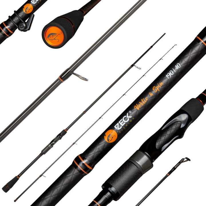 Zeck Predator Vertic & Spin Rute 1,90m 40g - Spinnrute für Barsche & Zander, Vertikalrute zum Vertik