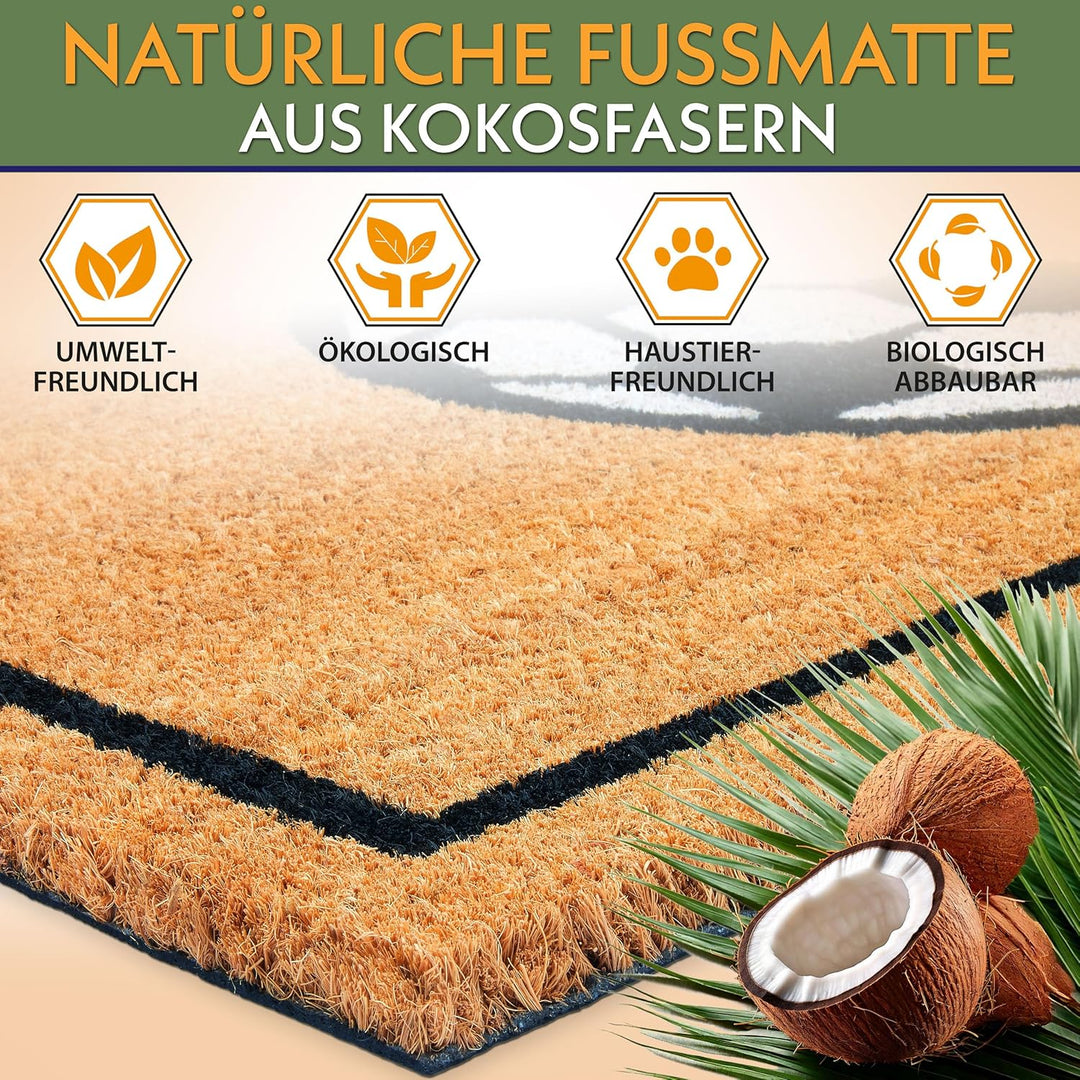 BRUBAKER Fussmatte für Aussen und Innen - Fussball - 45 x 75 cm Schmutzfangmatte aus 100% Kokos - Fu