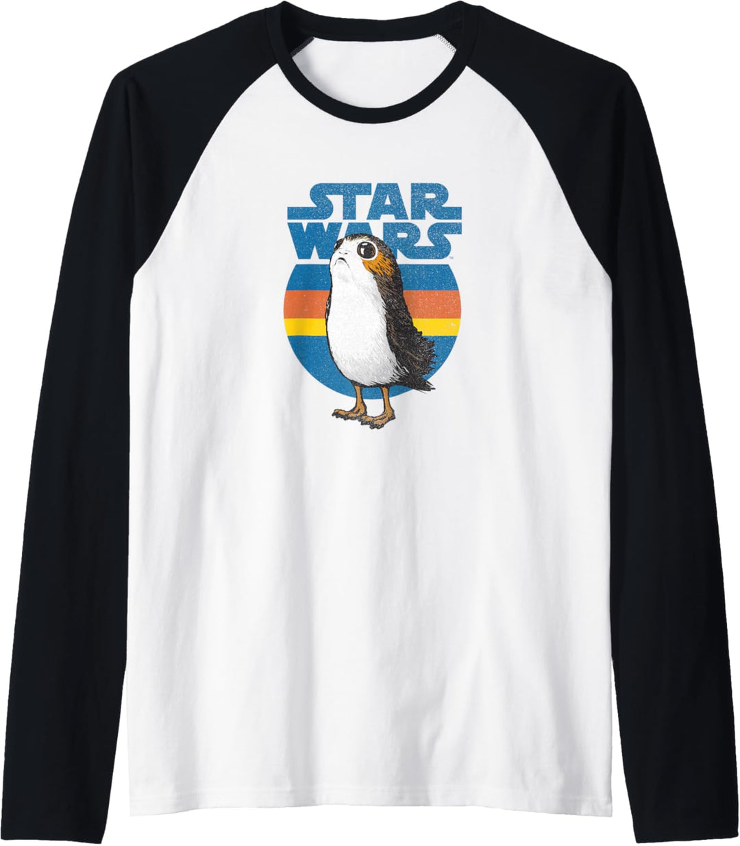 Star Wars Last Jedi Porg Retro Stripes Logo Raglan