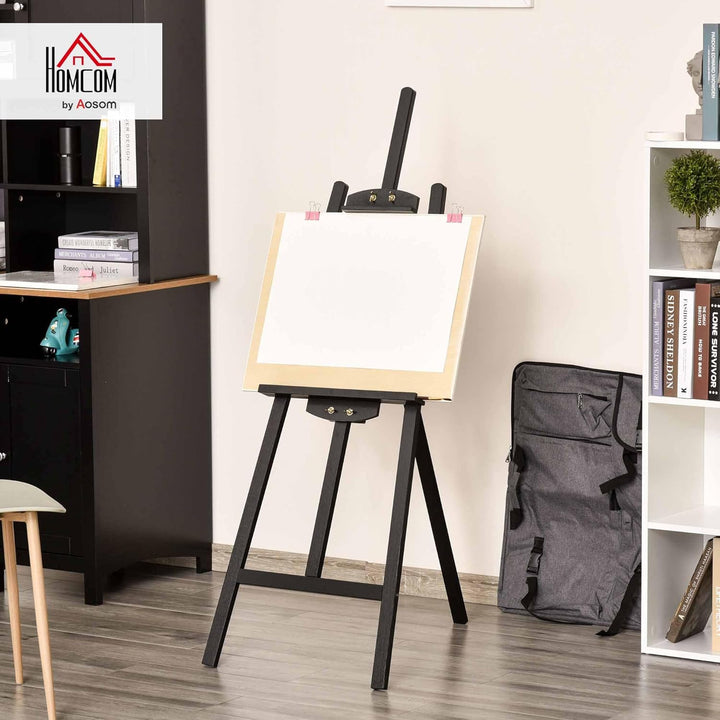 HOMCOM Staffelei Holz 134,5 cm hoch Holzstaffelei für Leinwände bis 108 cm Feldstaffelei Atelierstaf