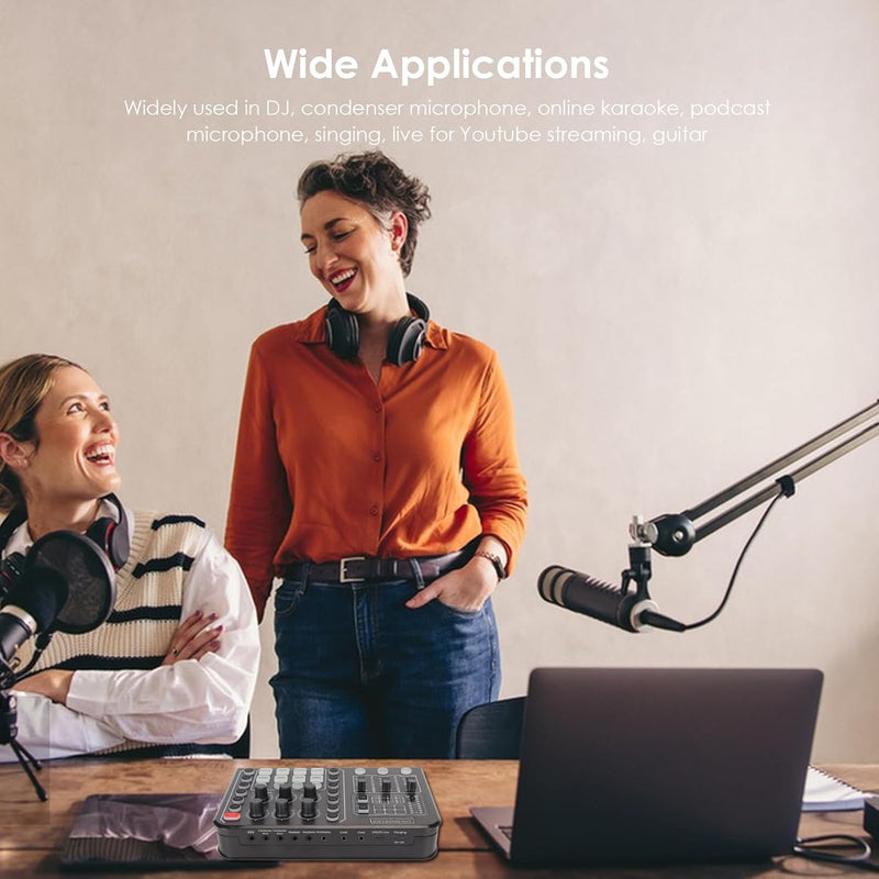 Live-Soundkarte, Bluetooth-Audio-Mixer-Board mit 15 Soundeffekten, Externe Mobile Soundkarte für Liv