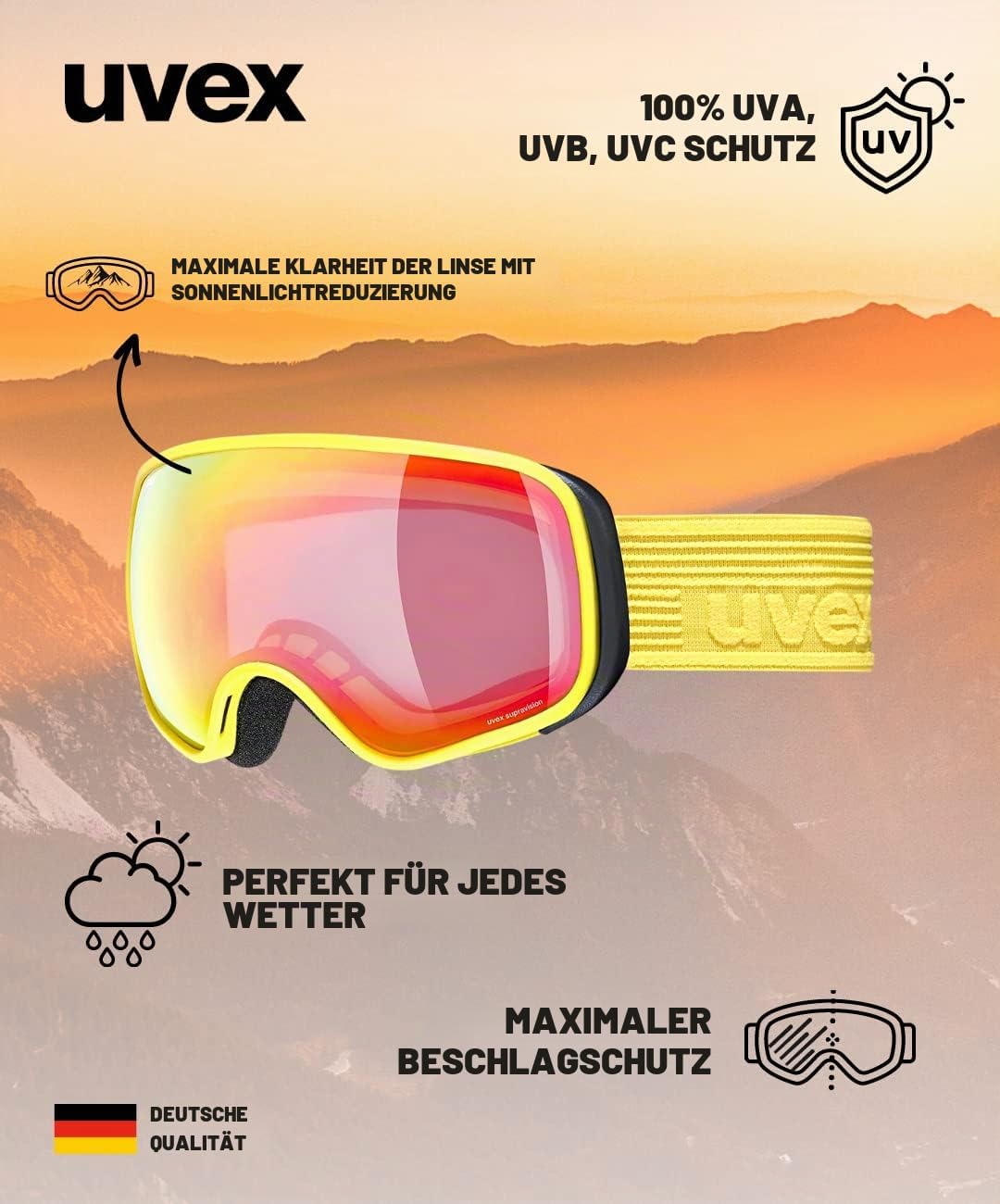 Uvex Unisex Kinder Scribble Fm Sph Skibrille (1er Pack) Einheitsgrösse yellow/rainbow-clear, Einheit