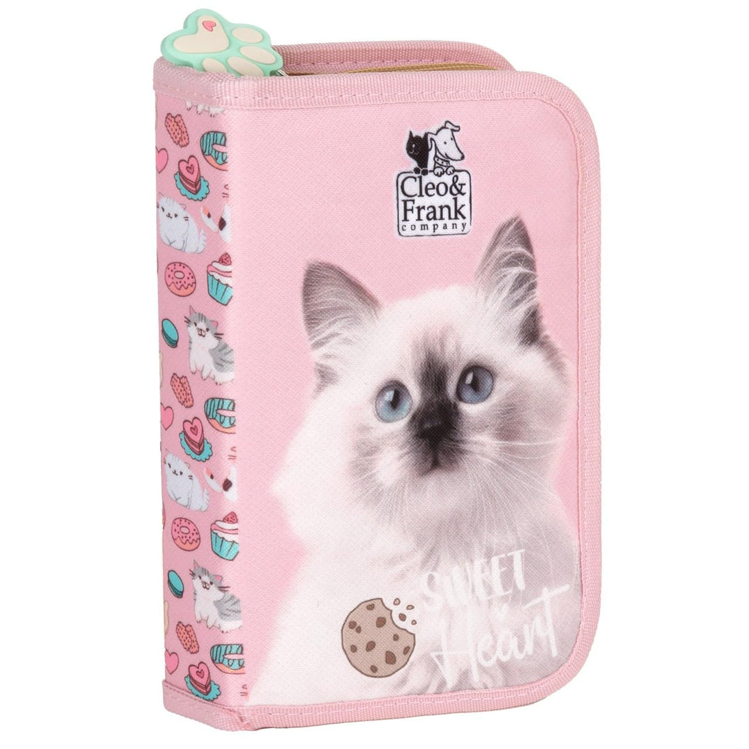 Ragusa-Trade Katze Kätzchen, Federtasche Federmappe, 24 TLG. gefüllt für Kinder Jungen Mädchen, rosa
