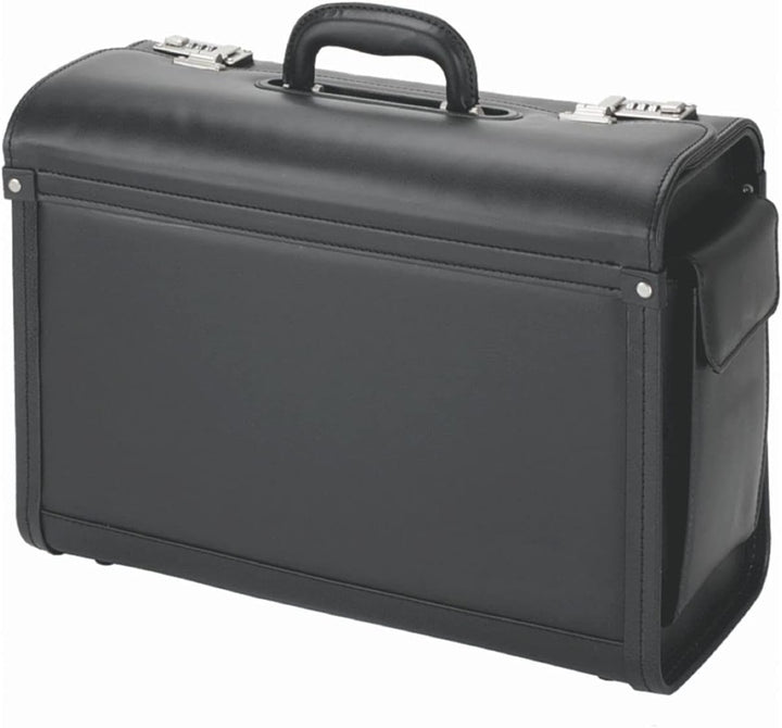 ALASSIO 45028 - Pilotenkoffer Genova, aus strapazierfähigem Lederimitat, ca. 46 x 35 x 20,5 cm, schw