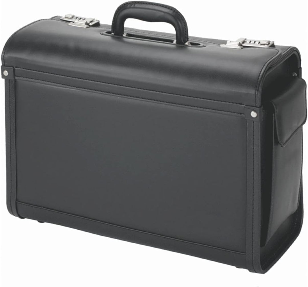 ALASSIO 45028 - Pilotenkoffer Genova, aus strapazierfähigem Lederimitat, ca. 46 x 35 x 20,5 cm, schw