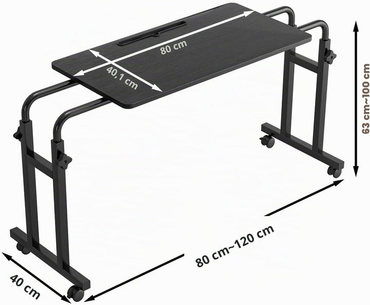 Beistelltisch für Sessel, höhen- und längenverstellbarer Betttisch mit Rollen, robuster Laptopstände