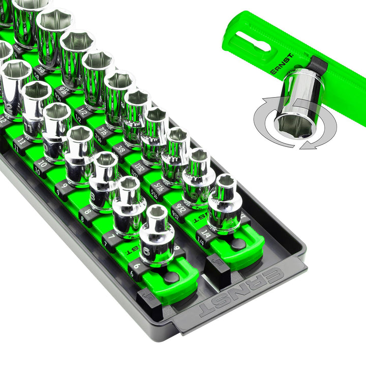 Ernst Twist-Lock Stecknuss Boss, Premium 2-Schiene, 3/8-Zoll-Antrieb, Steckschlüssel-Organizer, 48.3
