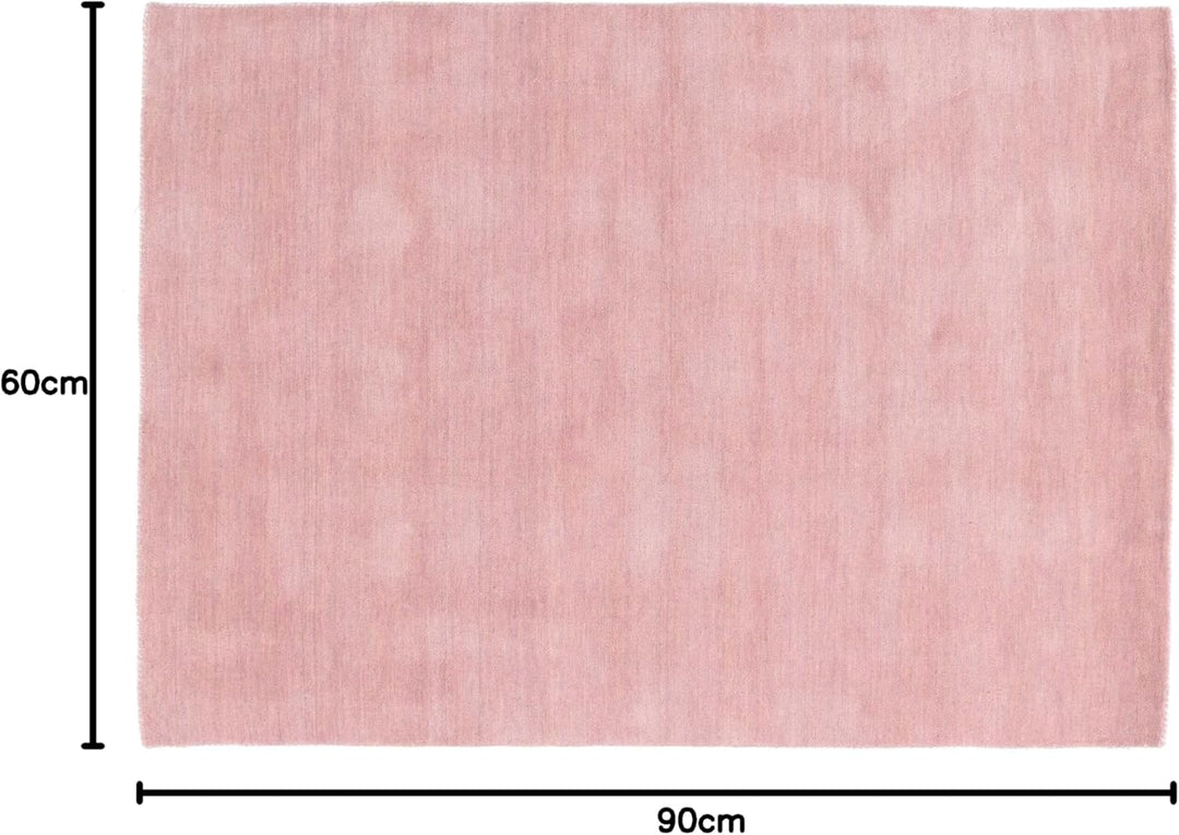 RUG PRINCE Wollteppich Gabbeh Uni 60x90 Handgewebt Rosa Einfarbig Handarbeit Zimmer Rosa 60x90 cm, R