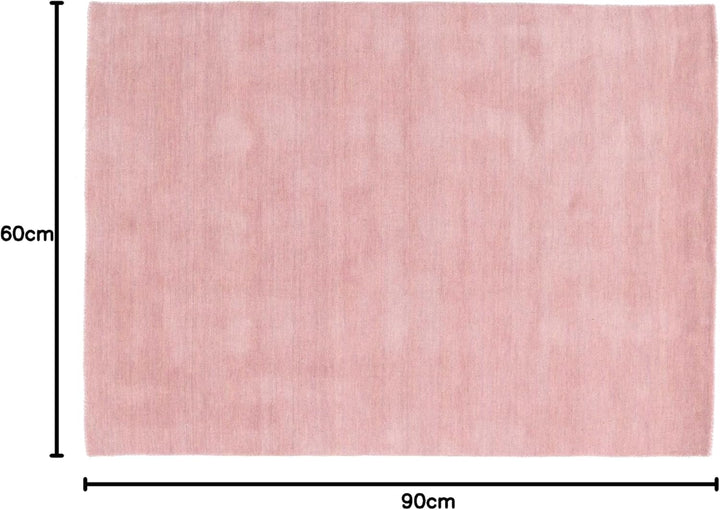 RUG PRINCE Wollteppich Gabbeh Uni 60x90 Handgewebt Rosa Einfarbig Handarbeit Zimmer Rosa 60x90 cm, R