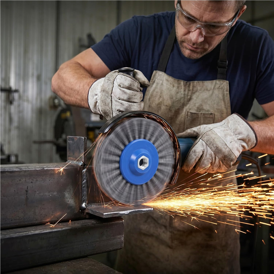 M14 Nylonbürste #120 Körnung für Winkelschleifer – Ø140mm Satinierbürste mit 1,1mm Fadenstärke – Ide