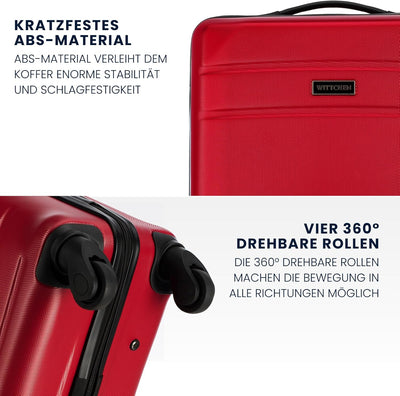 WITTCHEN Mittlerer Koffer Trolley Koffer Reisekoffer aus ABS Hartschalen Trolley 4 Rollen Kombinatio