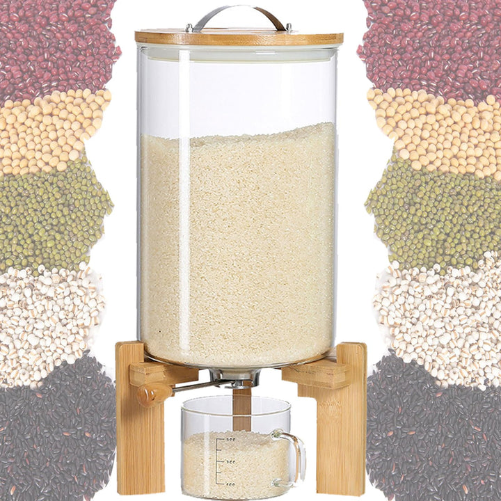 Reisspender, Müslispender für Kleine Körner, Lebensmittelspender Glas mit Luftdichter Deckel, 5/7.5L