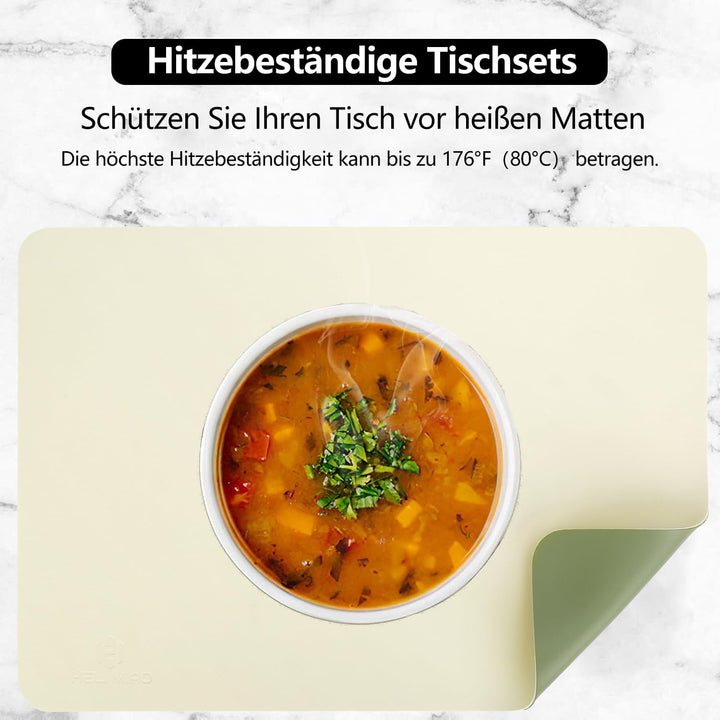 Tischsets Abwaschbar,Platzsets Abwischbar,Tischset Leder,Hitzebeständig Doppelseitigen I 6er Set Pla