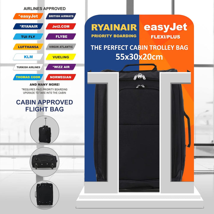 5 Cities Set von 2 Leichtgewicht Handgepäck Kabinengepäck Flugtasche Koffer Trolley Gepäck