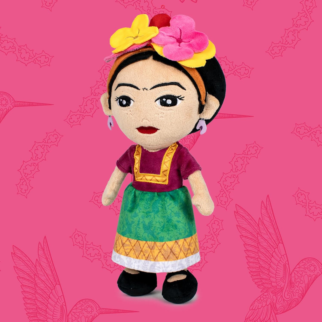 Famosa Softies 760023277 Frida Kahlo Plüschtier, 27 cm, in Unit Display, Hommage 70. Jubiläum, detai