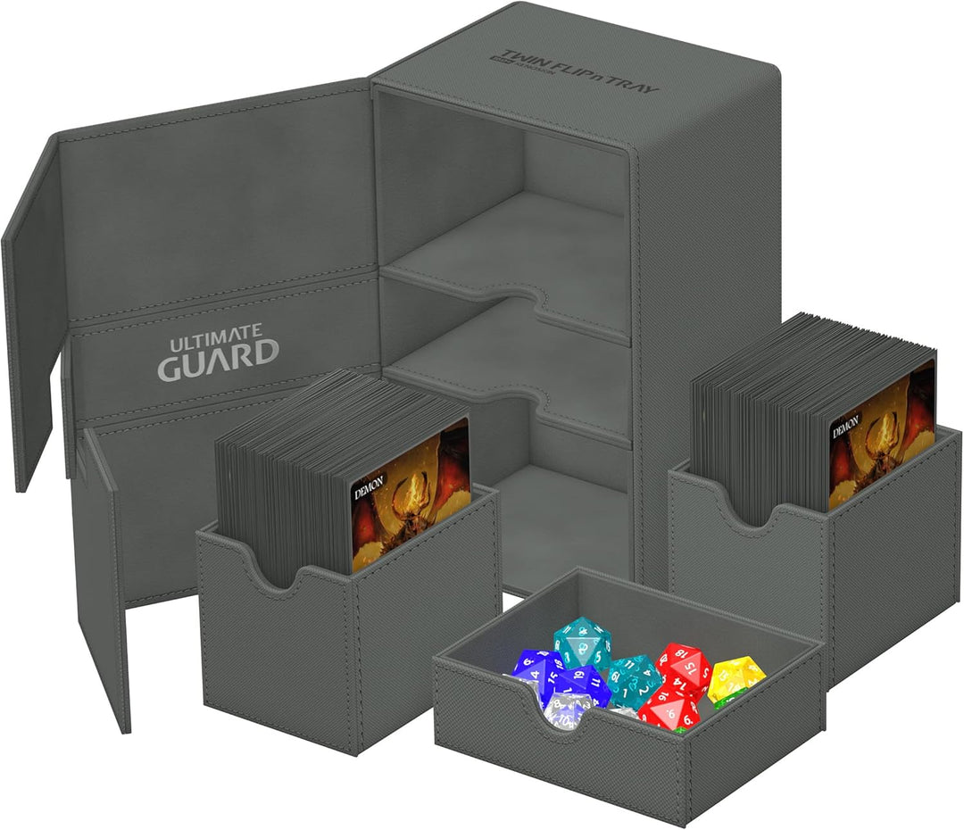 Ultimate Guard UGD011241 Twin Flip`n`Tray 160+ XenoSkin Monocolor Grau Kartenbox, Grau