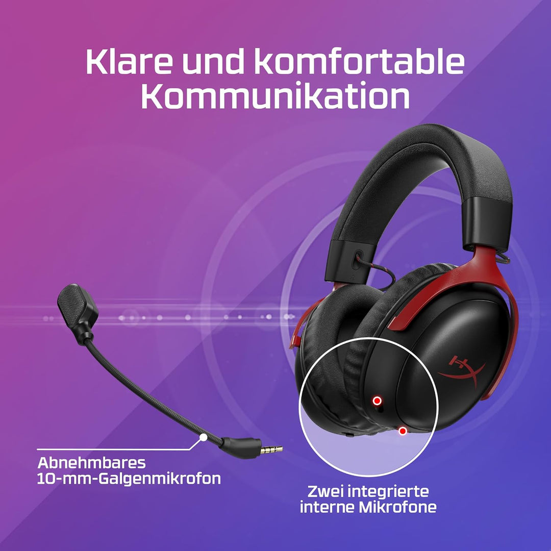 HyperX Cloud III S – Kabelloses Gaming-Headset, Multiplattform, 2,4 GHz, Bluetooth, Akkulaufzeit bis