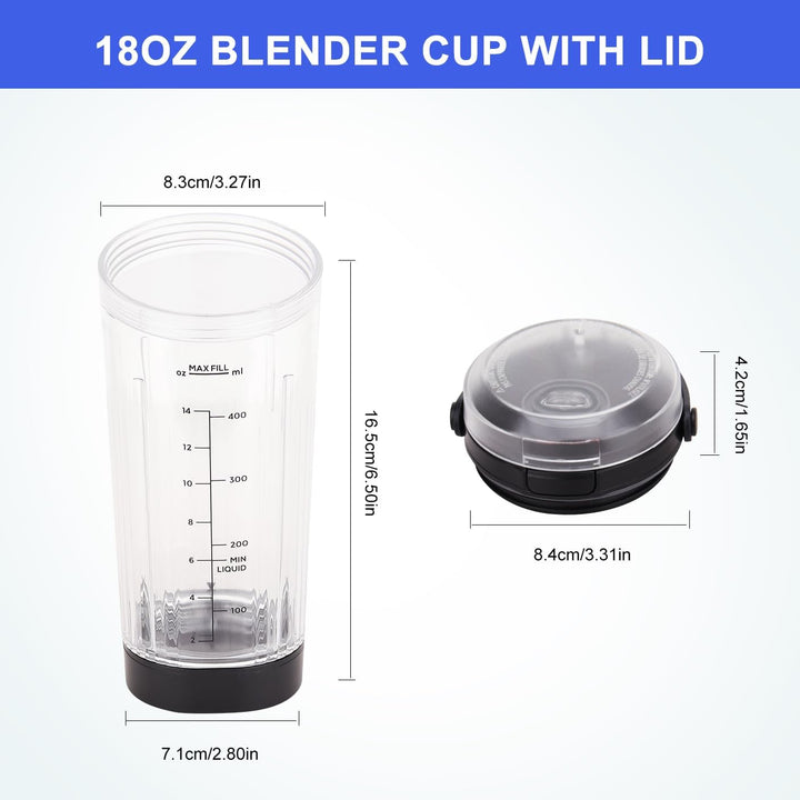 Ersatz-Mixerbecher mit Deckel für Ninja Blast Portable Blender BC100 & BC151 Serie: 510.3 g Blender