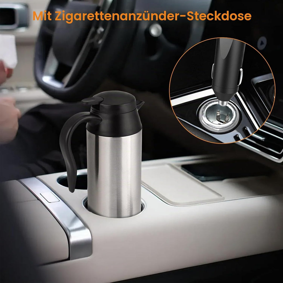 Auto Wasserkocher 12V 120W 750ml Edelstahl Reisewasserkocher Autowasserkocher mit Zigarettenanzünder