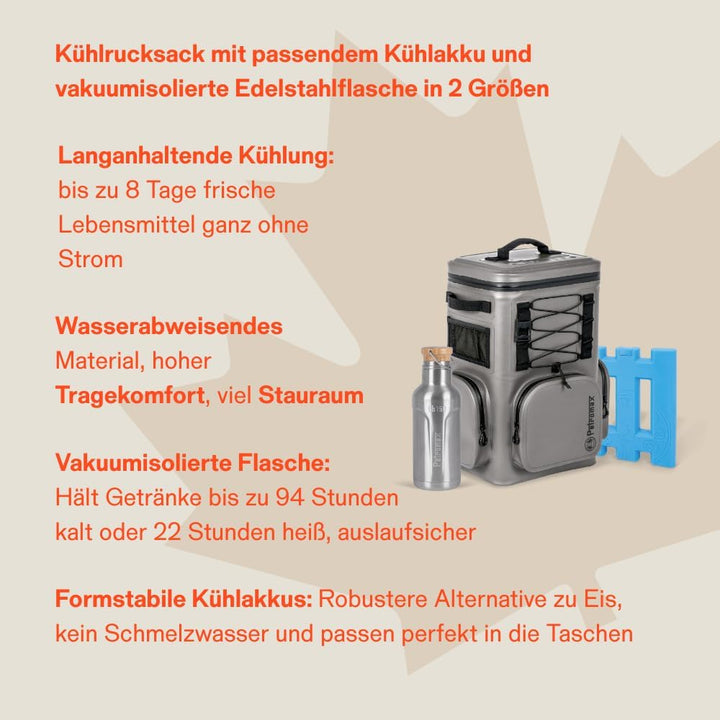 Petromax Kühlrucksack | 8 Tage Passive Kühlung ohne Strom (192 Stunden) | Rückenpolsterung | stabil