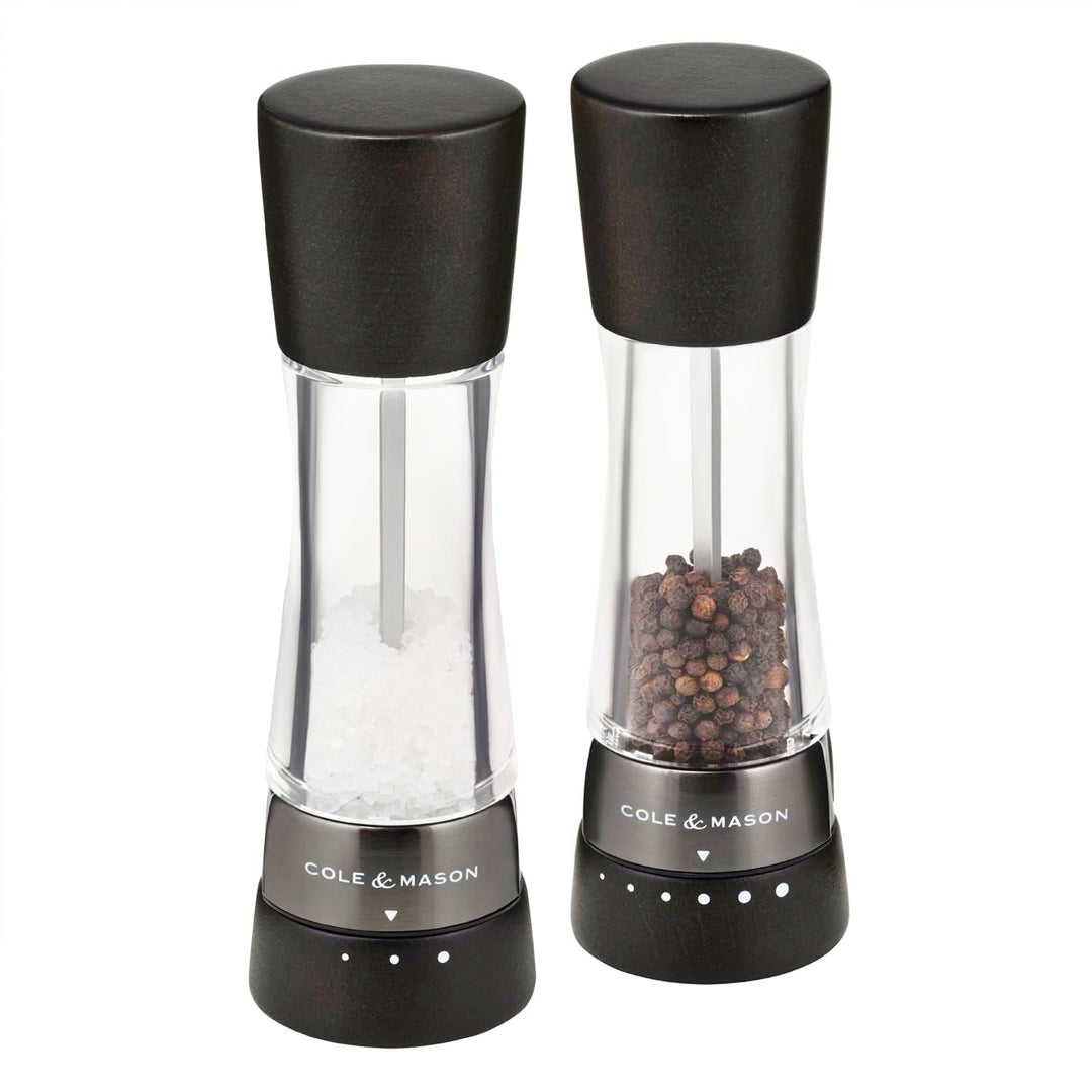 Cole & Mason H332293 Derwent Dunkles Holz Salz und Pfeffermühle,2er Set Manuell mit einstellbar, Acr
