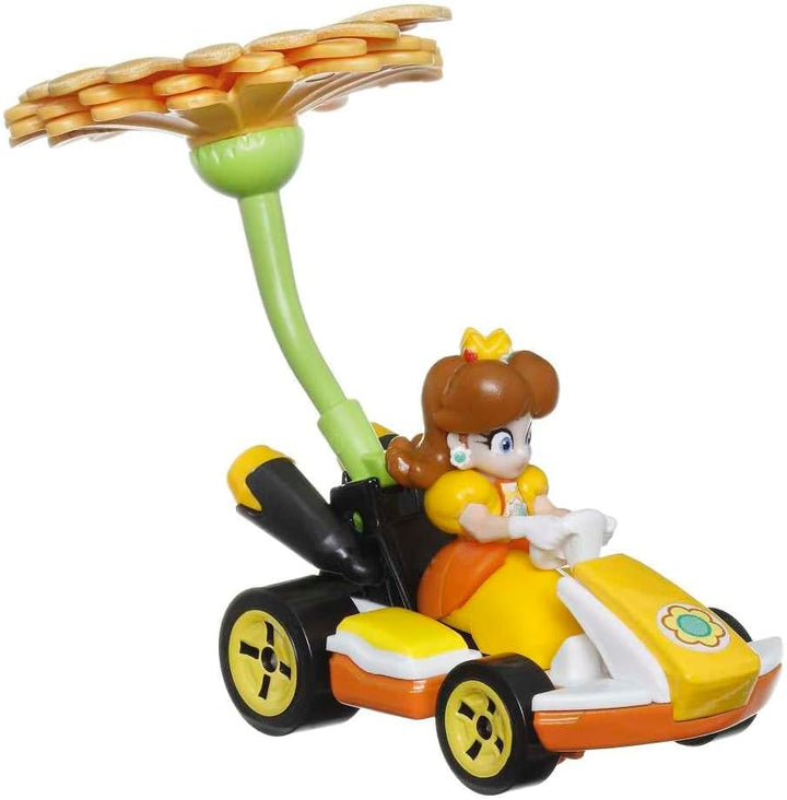 Hot Wheels Mario Kart Princess Dasiy Standard Kart mit Flower Glider Spielzeugfahrzeug für Kinder ab