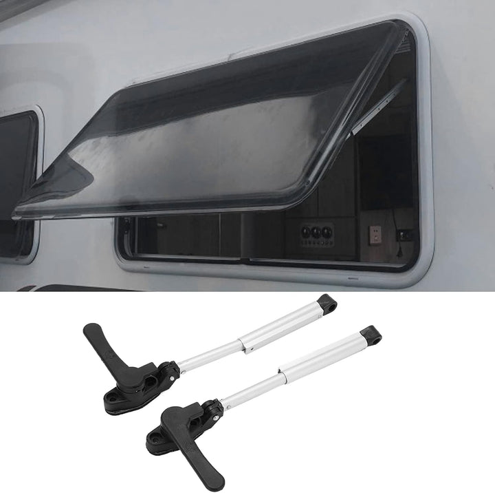 2 Stück Caravan Fensterfeststeller Teleskop 230 mm RV Fensterstützstange Öffnen Schliessen Hubstrebe