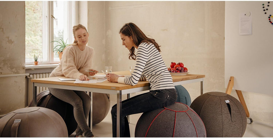 VLUV® BOL STOV Sitzball Büro Ergonomisch [Atmungsaktiv mit Tragegriff und Wegrollschutz] Waschbarer