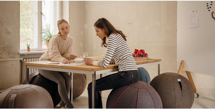 VLUV® BOL STOV Sitzball Büro Ergonomisch [Atmungsaktiv mit Tragegriff und Wegrollschutz] Waschbarer