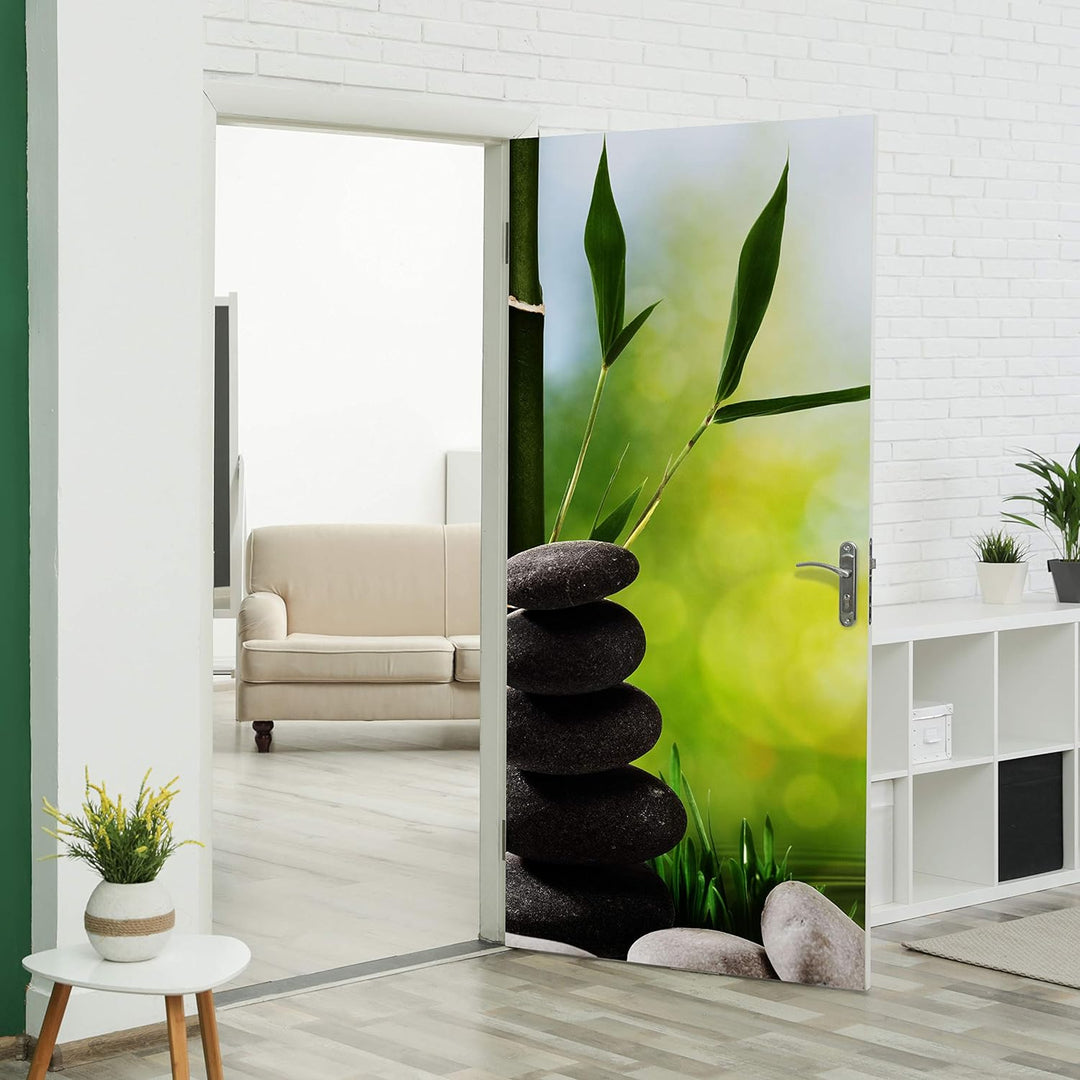 wandmotiv24 Türtapete Abstrakte asiatische Badekurortkunst 90 x 200cm (B x H) - Dekorfolie selbstkle