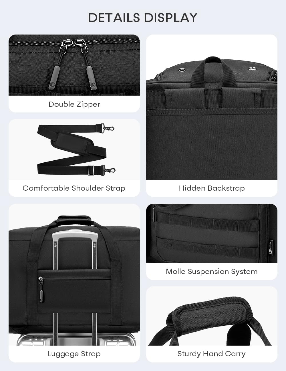 BAGZY Arbeitstasche Herren 50L Taktische Reisetasche Sporttasche mit Rucksackfunktion Einsatztasche