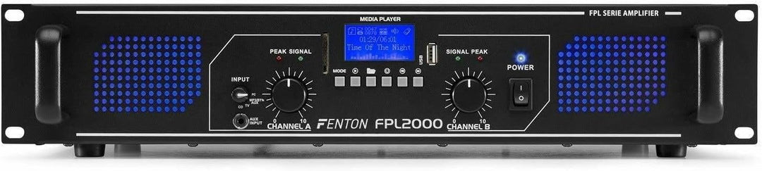 Fenton FPL2000 PA Verstärker 2000 Watt, 3 Kanal Endstufe, Digitalverstärker mit Bluetooth, AUX, USB,