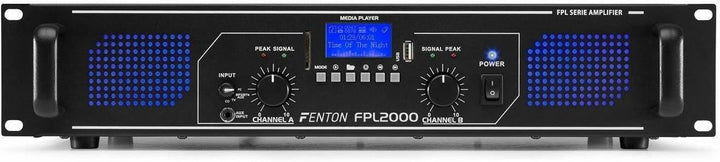 Fenton FPL2000 PA Verstärker 2000 Watt, 3 Kanal Endstufe, Digitalverstärker mit Bluetooth, AUX, USB,