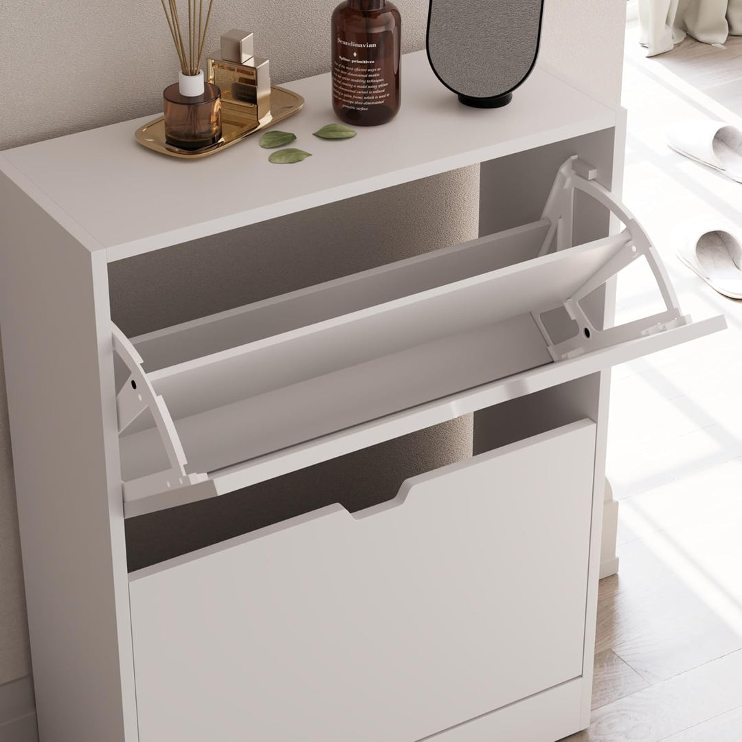 Vida Designs Schuhschrank mit 2 Schubladen, platzsparender Schuhschrank mit 2 Klappschubladen, für F