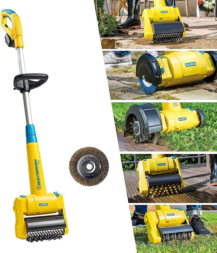 GLORIA MultiBrush li-on - Multifunktionale Akku-Bürste/Unkrautentferner | Nutzbar als Stein-, Holz-,