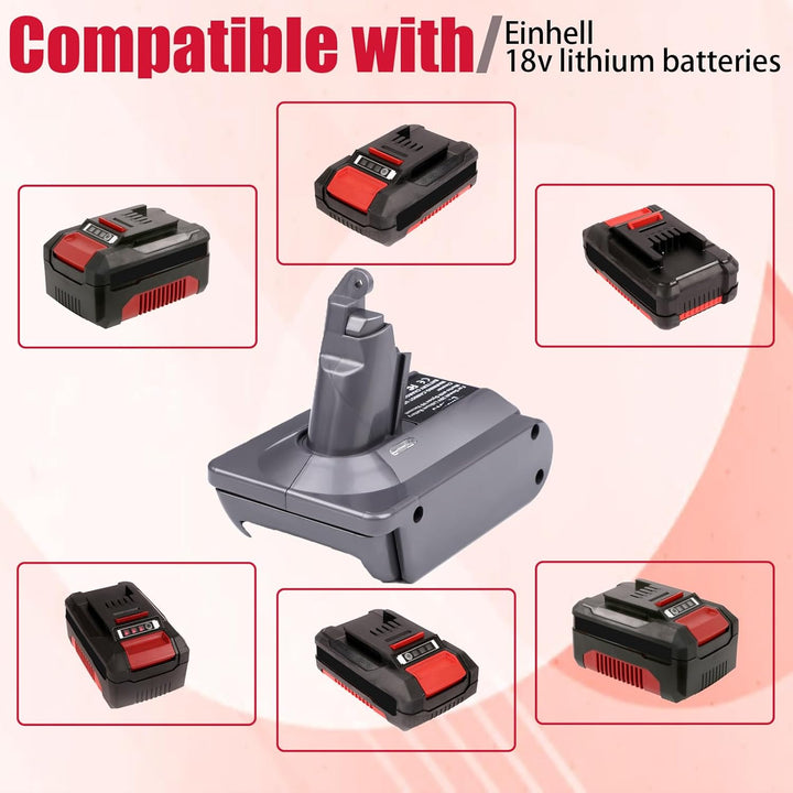 Adapter für Dyson V6 Staubsauger Convert für Einhell 18V Akku für V6 Akku Kompatibel mit DC58 DC59 D