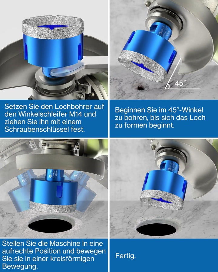 Diamant Fliesenbohrer 68 mm M14 Diamantbohrer Lochsäge für Fliesen Porzellan Keramik Marmor Granit B