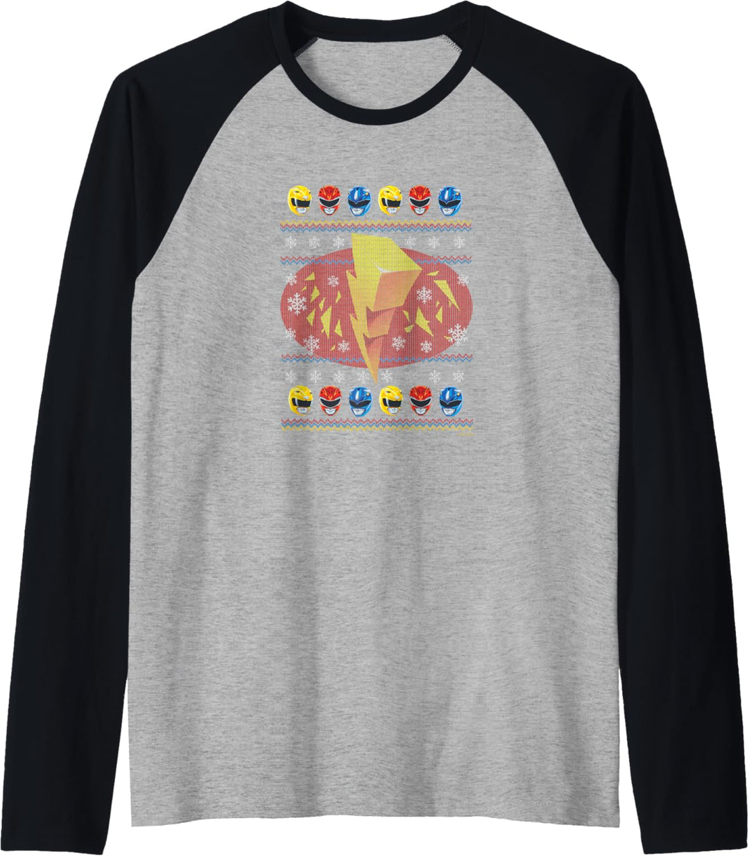 Power Rangers Lightning Bolt Christmas Sweater Raglan